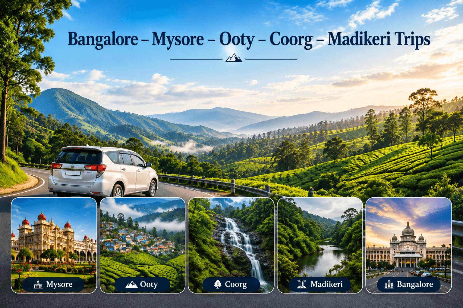 Bangalore to Mysore, Ooty, Coorg & Madikeri Trips